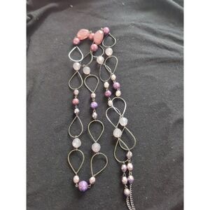 Premier Designs‎ Rhapsody Purple & Pink Beaded Hoop Necklace